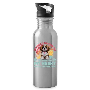Shih Tzu Drôle de dicton - Gourde avec paille intégrée - argent clair - Droite