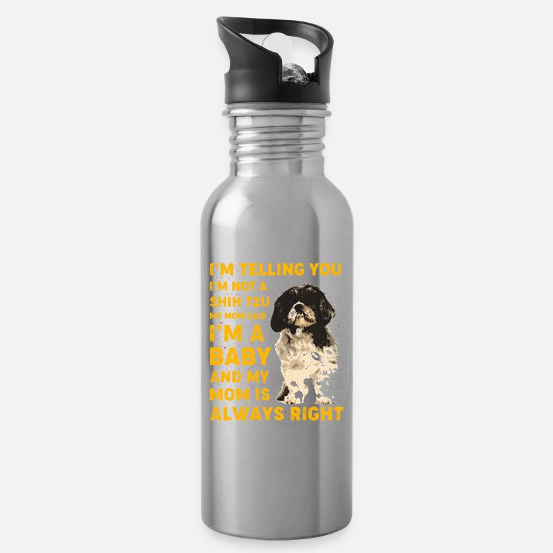 Shih Tzu - Water bottle with straw - silver
