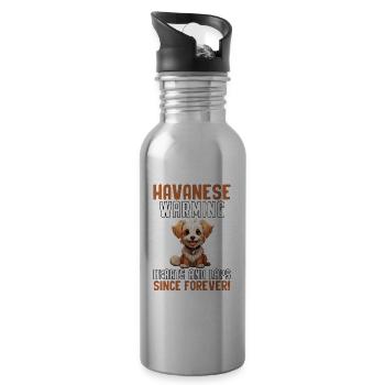 Havanese Warming Hearts and Laps since forever - Water bottle with straw - silver - Right