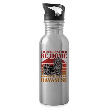 Je préfère être à la maison avec mon havanais - Gourde avec paille intégrée - argent clair - Droite