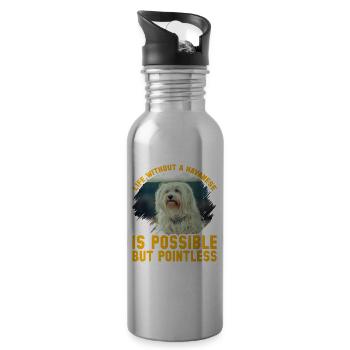 Life without a Havanese is possible but pointless - Trinkflasche mit integriertem Trinkhalm - Lightsilver - Rechts