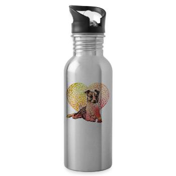 Jack Russell Terrier - Gourde avec paille intégrée - argent clair - Droite