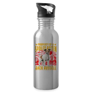 Property of a spoiled rotten Jack Russell - Water bottle with straw - silver - Right