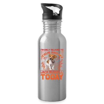 I'm only talking to Jesus and my Jack Russell - Trinkflasche mit integriertem Trinkhalm - Lightsilver - Rechts
