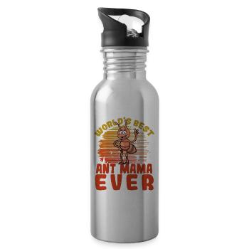 World's best mother ever - Water bottle with straw - silver - Right