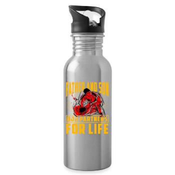 Father and Son BJJ Partners for Life - Water bottle with straw - silver - Right
