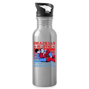 Brazilian Jiu-Jitsu because you might run out of - Water bottle with straw - silver - Right