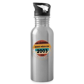 Millésime 2003 Cadeau 20 Ans Homme Anniversaire - Gourde avec paille intégrée - argent clair - Droite