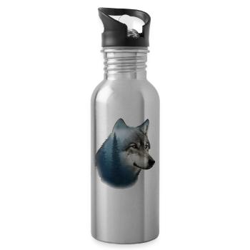 Loup - Gourde avec paille intégrée - argent clair - Droite
