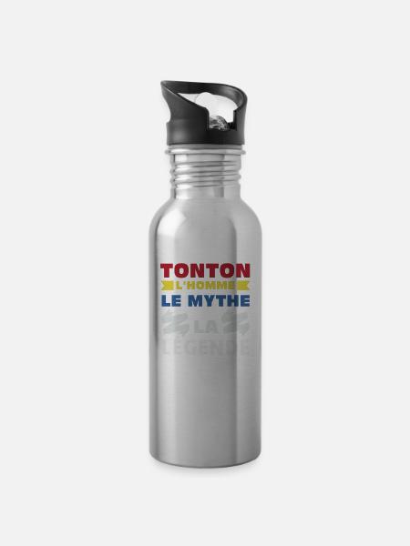 Cadeau Super Tonton Anniversaire Futur Tonton - Gourde avec paille intégrée - argent clair