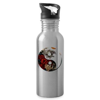 Yin Yang Blume - Trinkflasche mit integriertem Trinkhalm - Lightsilver - Rechts