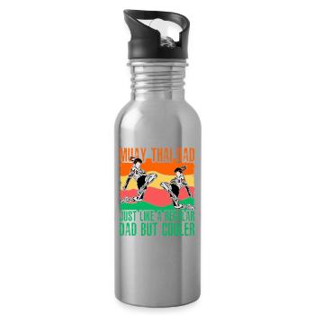 Papa Muay Thai comme un papa normal mais plus cool - Gourde avec paille intégrée - argent clair - Droite