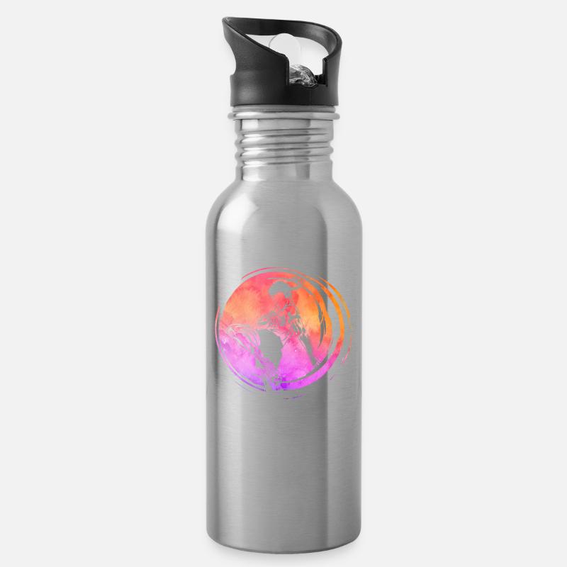 Muay Thai - Trinkflasche mit integriertem Trinkhalm - Lightsilver