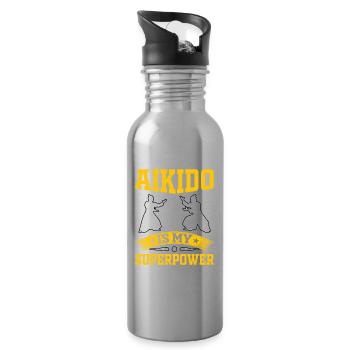 Aikido ist meine Superkraft - Trinkflasche mit integriertem Trinkhalm - Lightsilver - Rechts