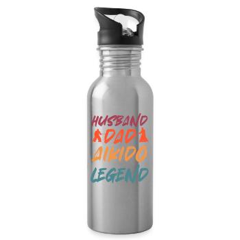 Ehemann Papa Aikido Legende - Trinkflasche mit integriertem Trinkhalm - Lightsilver - Rechts