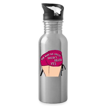 Die Art und Weise, wie wir uns kleiden, bedeutet nicht ja - Trinkflasche mit integriertem Trinkhalm - Lightsilver - Rechts