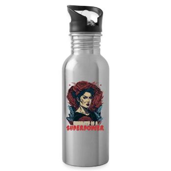 Equality is a Superpower - Water bottle with straw - silver - Right