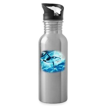 Blauwal - Trinkflasche mit integriertem Trinkhalm - Lightsilver - Rechts