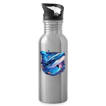 Blauwal - Trinkflasche mit integriertem Trinkhalm - Lightsilver - Rechts