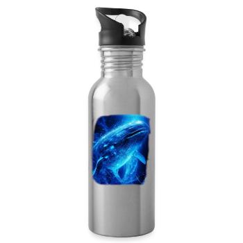 Blauwal - Trinkflasche mit integriertem Trinkhalm - Lightsilver - Rechts