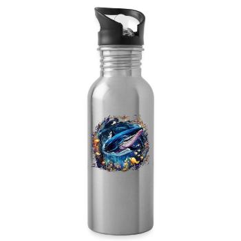 Blauwal - Trinkflasche mit integriertem Trinkhalm - Lightsilver - Rechts