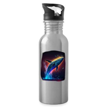 Blauwal - Trinkflasche mit integriertem Trinkhalm - Lightsilver - Rechts
