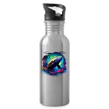 Blauwal - Trinkflasche mit integriertem Trinkhalm - Lightsilver - Rechts