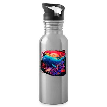 Blauwal - Trinkflasche mit integriertem Trinkhalm - Lightsilver - Rechts
