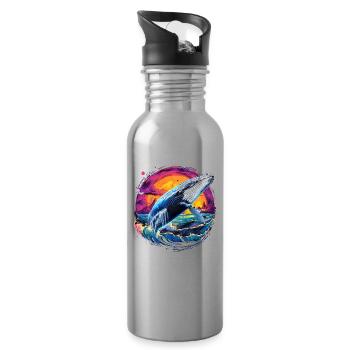 Blauwal - Trinkflasche mit integriertem Trinkhalm - Lightsilver - Rechts