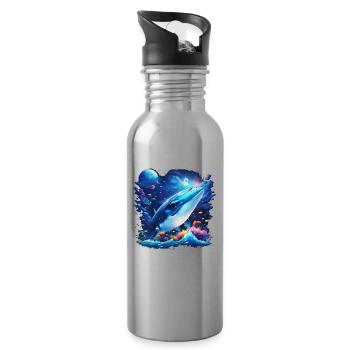 Blauwal - Trinkflasche mit integriertem Trinkhalm - Lightsilver - Rechts