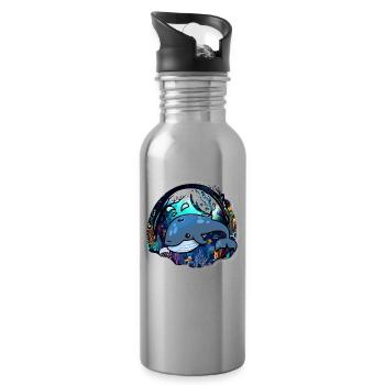 Blauwal - Trinkflasche mit integriertem Trinkhalm - Lightsilver - Rechts