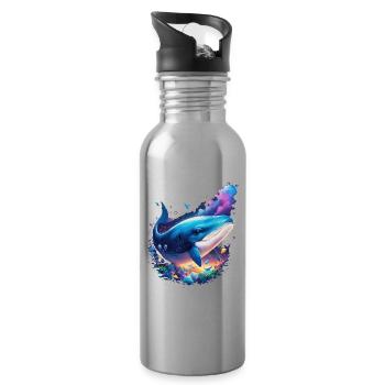Blauwal - Trinkflasche mit integriertem Trinkhalm - Lightsilver - Rechts