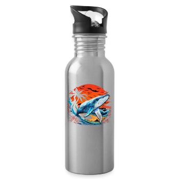 Blauwal - Trinkflasche mit integriertem Trinkhalm - Lightsilver - Rechts