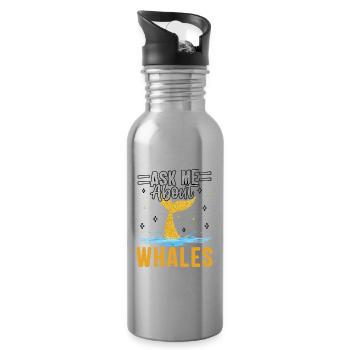 Fragen Sie mich nach Walen - Trinkflasche mit integriertem Trinkhalm - Lightsilver - Rechts