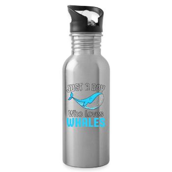 Nur ein Junge, der Wale liebt - Trinkflasche mit integriertem Trinkhalm - Lightsilver - Rechts