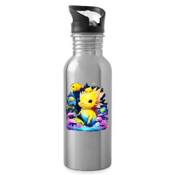 Axolotl - Gourde avec paille intégrée - argent clair - Droite