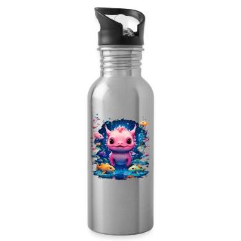 Axolotl - Gourde avec paille intégrée - argent clair - Droite