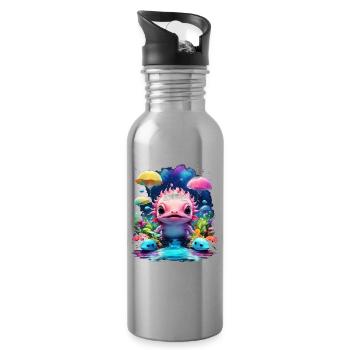 Axolotl - Gourde avec paille intégrée - argent clair - Droite