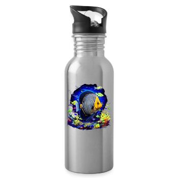 Angelfish - Water bottle with straw - silver - Right