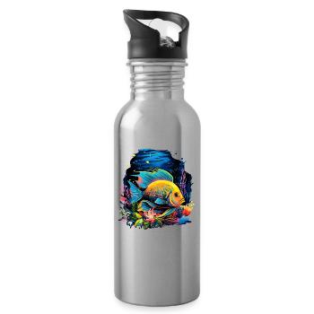 Angelfish - Gourde avec paille intégrée - argent clair - Droite