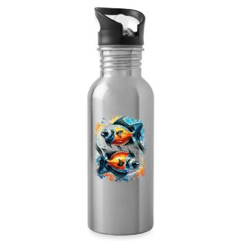 Angelfish - Water bottle with straw - silver - Right