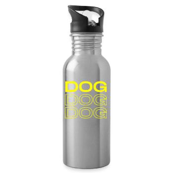 Three-dimensional - Water bottle with straw - silver - Right