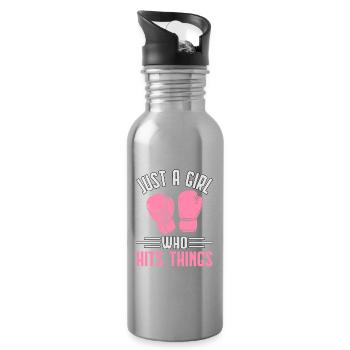 Just A Girl who hits things - Water bottle with straw - silver - Right