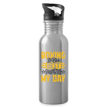 Boxen ist der beste Teil meines Tages - Trinkflasche mit integriertem Trinkhalm - Lightsilver - Rechts