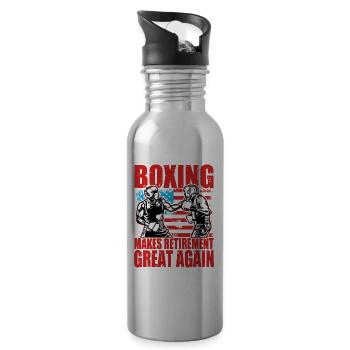 Boxing makes retirement great again - Water bottle with straw - silver - Right