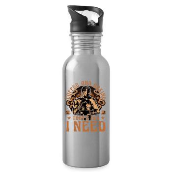Kaffee und Boxen, das ist alles, was ich brauche - Trinkflasche mit integriertem Trinkhalm - Lightsilver - Rechts