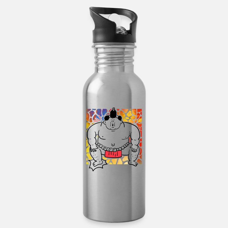 Sumo - Trinkflasche mit integriertem Trinkhalm - Lightsilver