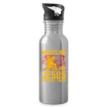 Wrestling and Jesus that's all I need - Trinkflasche mit integriertem Trinkhalm - Lightsilver - Rechts