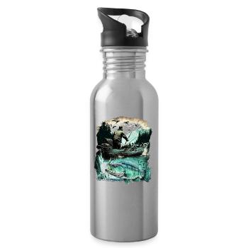 Bass Fish - Water bottle with straw - silver - Right
