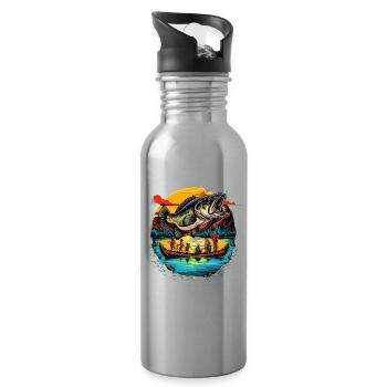 Bass Fish - Water bottle with straw - silver - Right